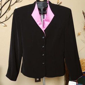 NWT Positive Attitude black / pink button front blazer / jacket sz 10